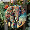 2D Flat 1pc Elephant Aluminum Decoration Plaque, Colorful Floral Pattern Metal Sign, Living Room Decor, Yoga Studio Decor, Coffee Shop Decor, Perfect