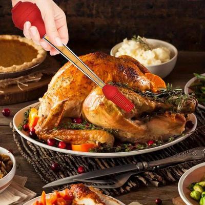 1 Set Multipurpose Turkey Baster with Detachable Needles, Silicone Brush Head, and Cleaning Brush