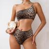 Tuta sexy da donna con stampa leopardata, doppia fila di catena con anelli O, taglio in vita, body comodo