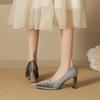 6-Pointed Thick Heel Waterproof Table Single Shoes Femininity Sexy Suede High Heels Not Tired Feet Women's Shoes