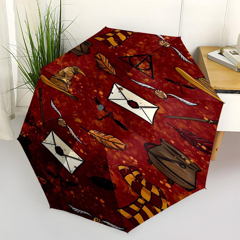 

1pc Harry Potter themed circular design Umbrella with Plastic Handle,Suitable for All Seasons Travel Outdoor Multi-functional UmbrellaDCS283