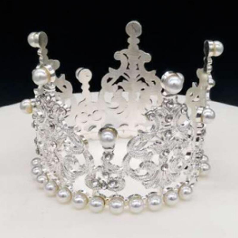 Children's Birthday Crown Tiara Baroque Alloy Ornament Full Circle Crown Cake Decoration