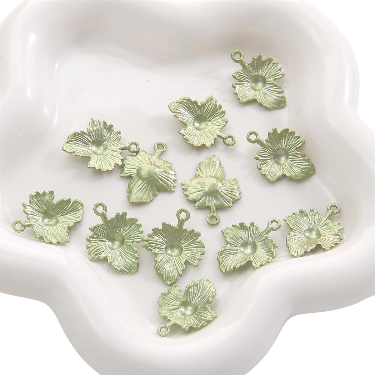 

1-2 шт./пакет из сплава с зелеными листьями, подвеска, браслет, ожерелье, серьги, ювелирные аксессуары 19x25mm 2pcs/bag