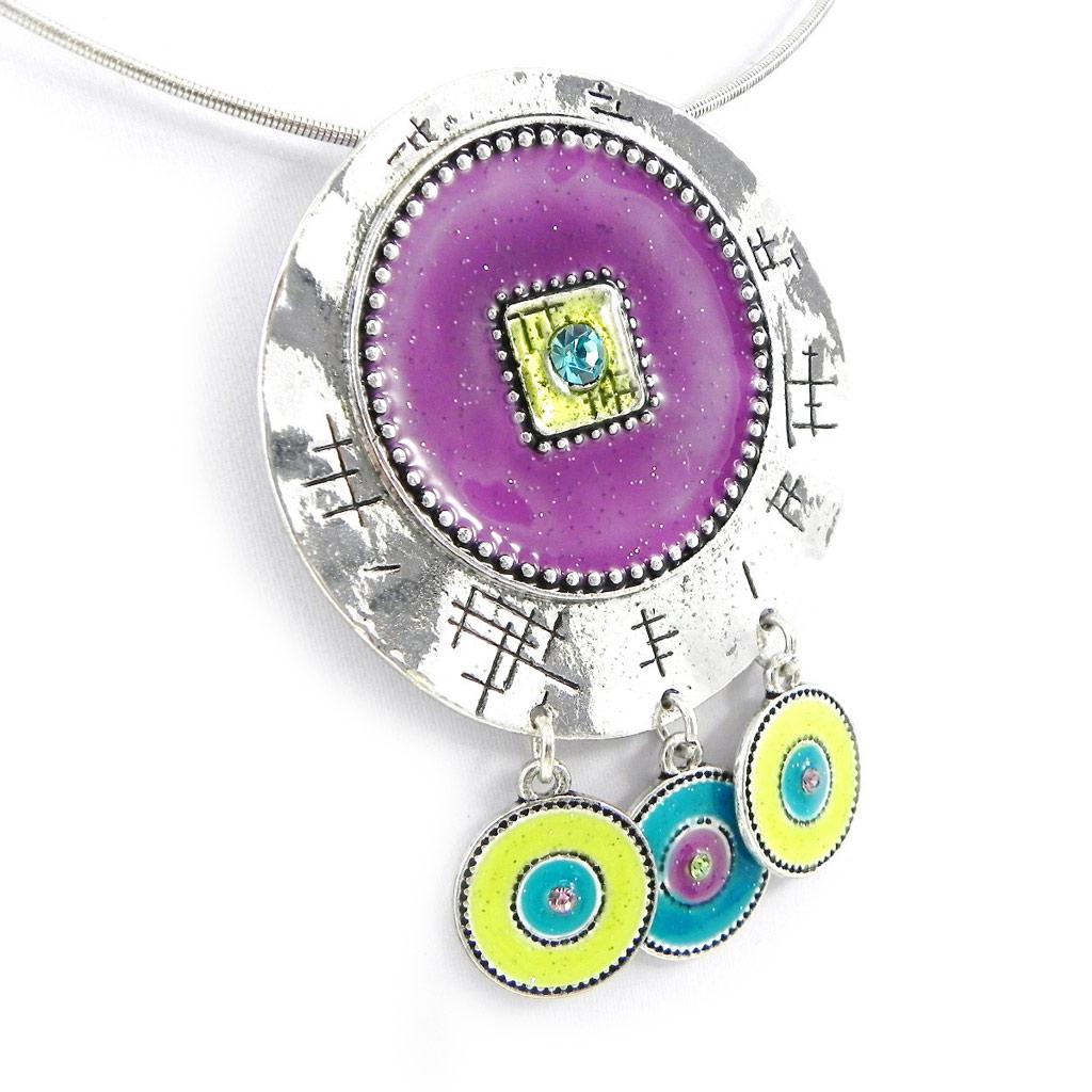 NOA [H2394] - Designer Necklace 'Milwaukee' Purple Green