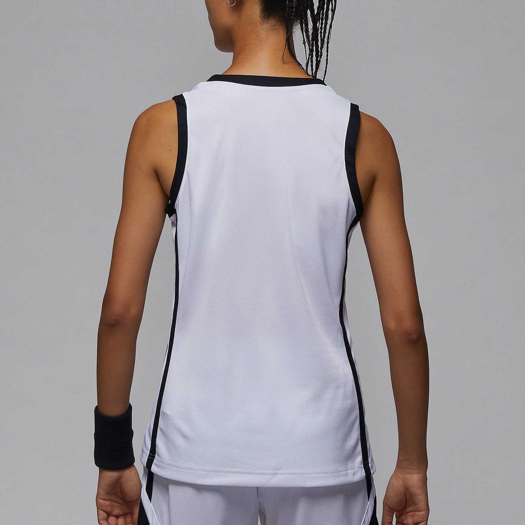 Jordan Dri-Fit Color Block Logo Print Letter V-Neck Sleeveless Basketball Jersey Women Tops White HF1070-106