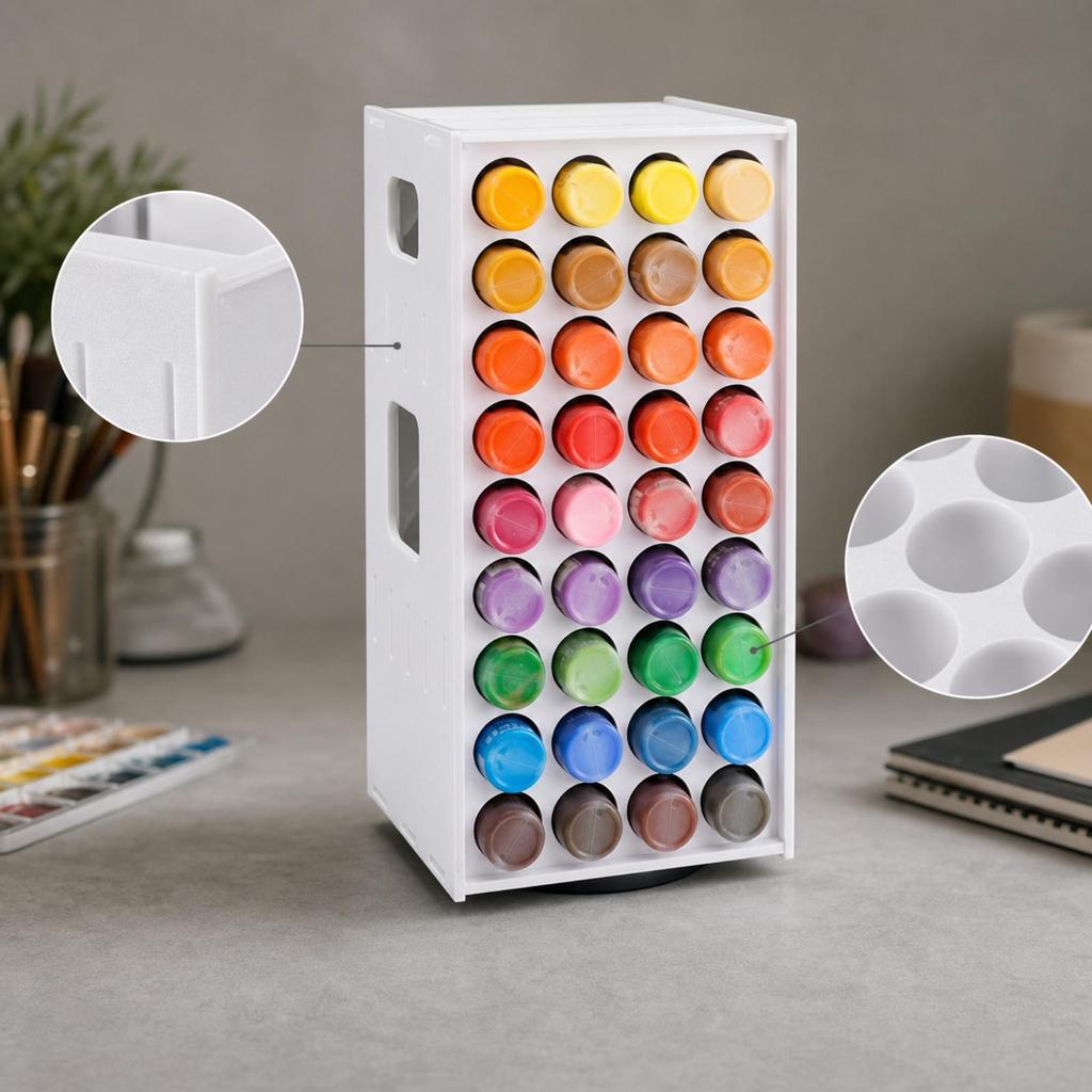 Paint Storage Rack with 72 Compartments Space-Saving for Desk, Artists
