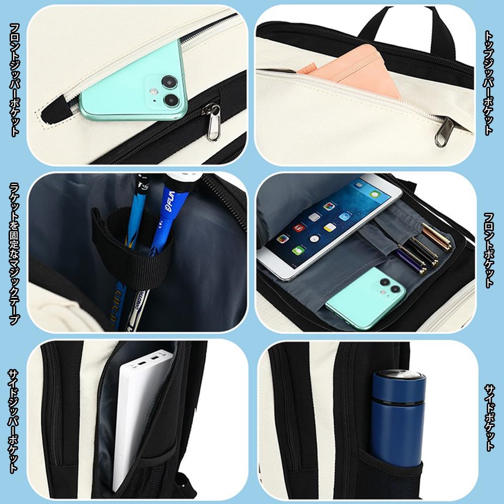 Badminton Racket Tennis Racket Holds 3 Waterproof Shoe Large Navy [FMAFNLY] Bag, Case, Backpack, Sports, Rackets, Fabric, Storage, Travel,