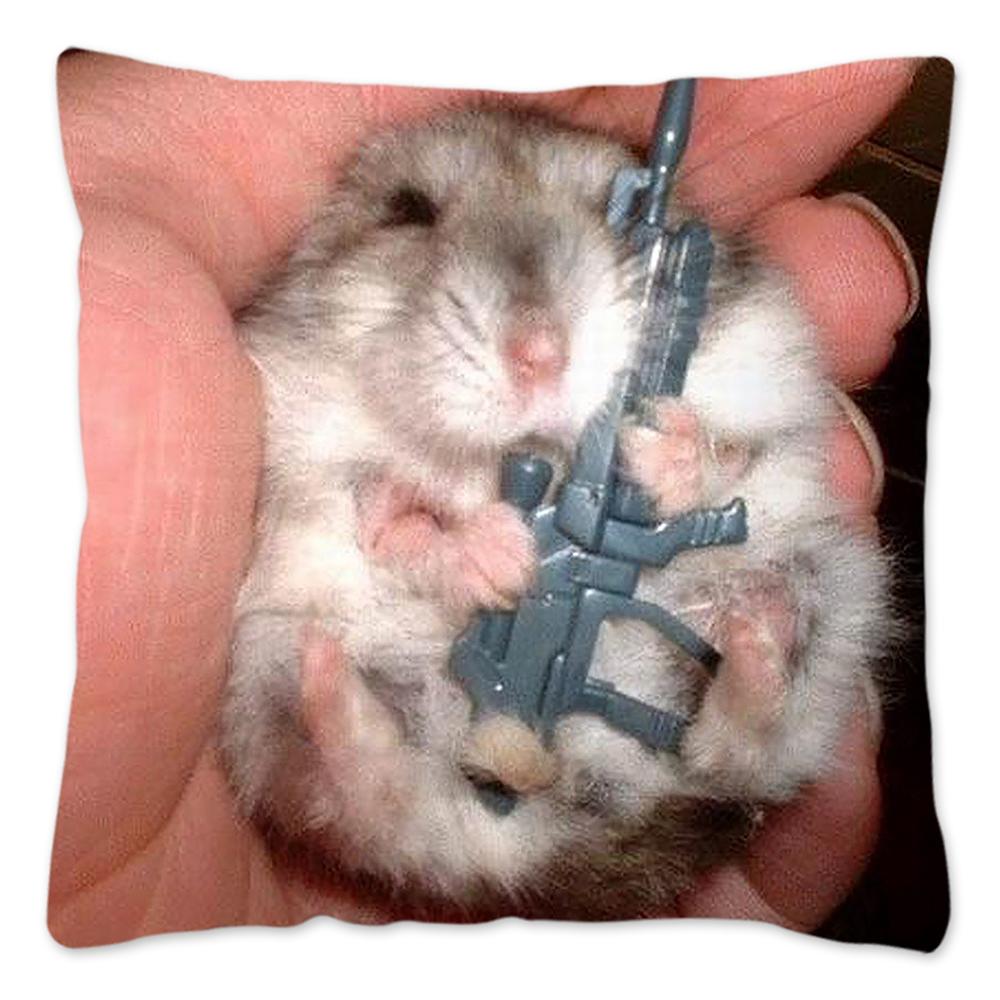 Funny Hamster Meme Pillow Cover Home Decor Polyester Cushion Cover for Sofa Car Cute Pillow Case Cojines Decorativos Para Sofá