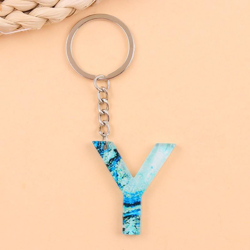 Ciondolo Acrilico con Stampa Oceano Blu con 26 Lettere Inglesi - Ornamento da Appendere alla Moda