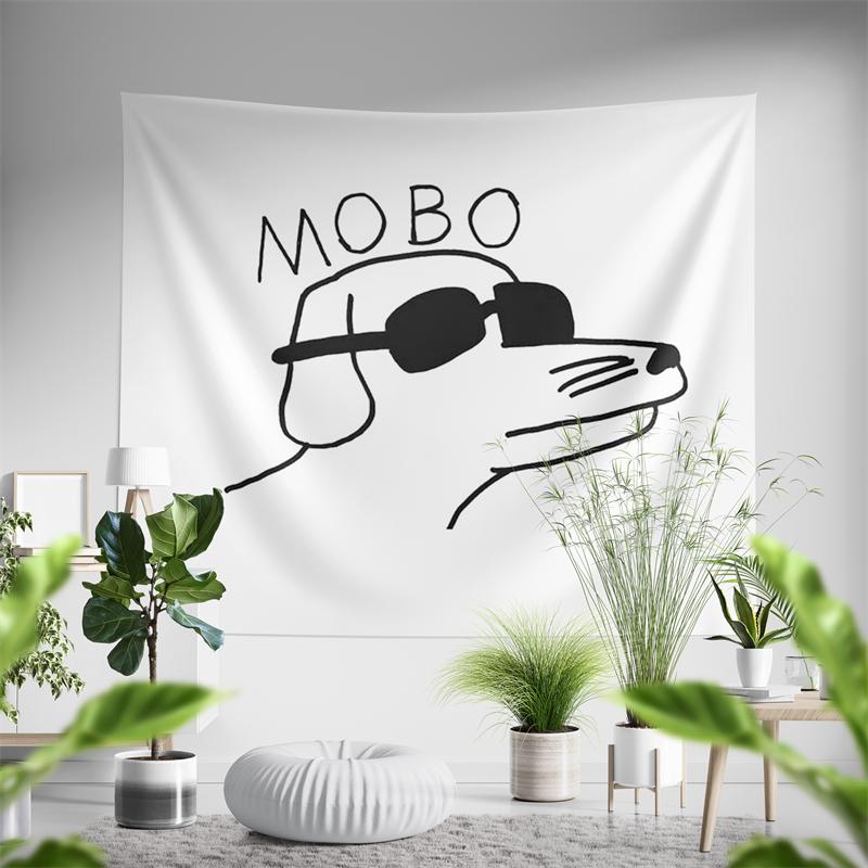 Aertemisi Modern Baseball Mobo Dog Tapestry Wall Hanging Art for Bedroom Living Room Decor College Dorm Party Backdrop Home
