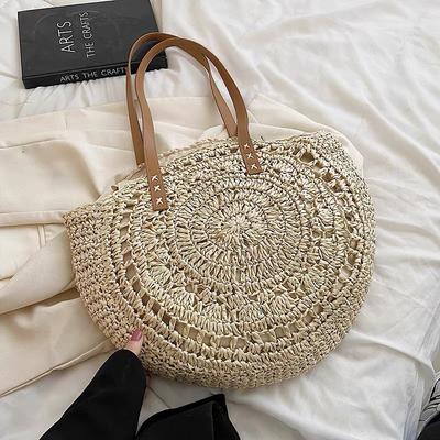 Simple Round Single-shoulder Paper Rope Woven Bag Seaside Vacation Beach Fashionable Women's