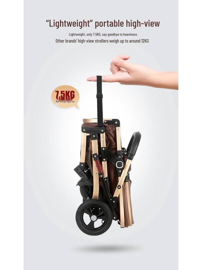 Convertible Lightweight Baby Stroller: Reclining, Foldable, High Landscape, Shock-Absorbing, Two-Way Use for Newborns