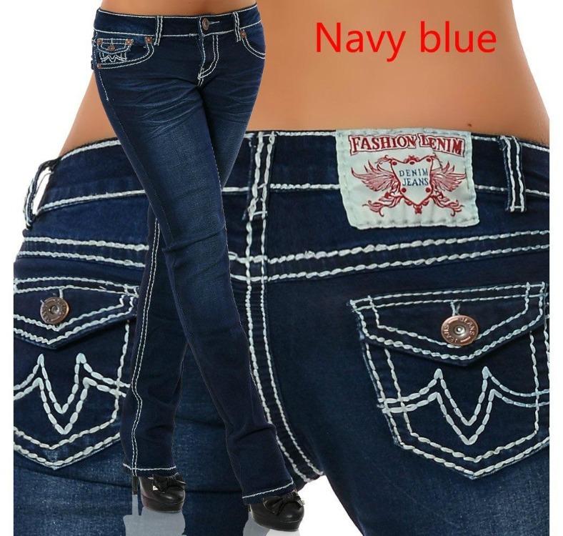 Women Fashion Denim Jeans Long Pants Trousers
