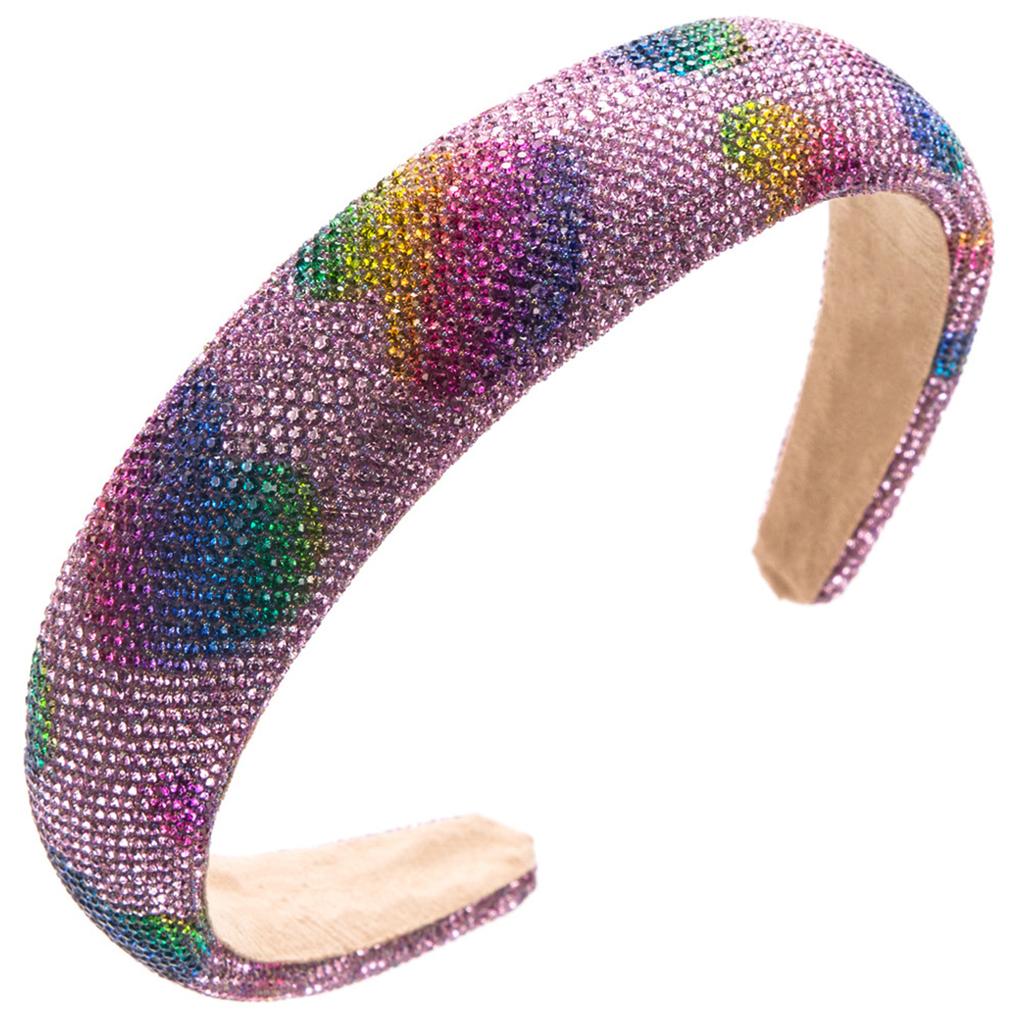 Wide Band Headband with Full Crystal Rhinestone Embellishment Heart Pattern Sparkling Design Comfortable Fit Durable Construction