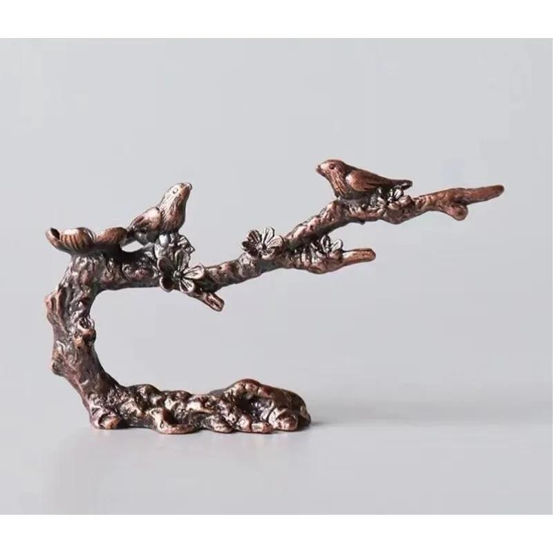 Creative Copper Magpie Plum Blossom Branch Jewelry Incense Burners Tree Stump Incense Burners Home Office Desk Decoration Crafts