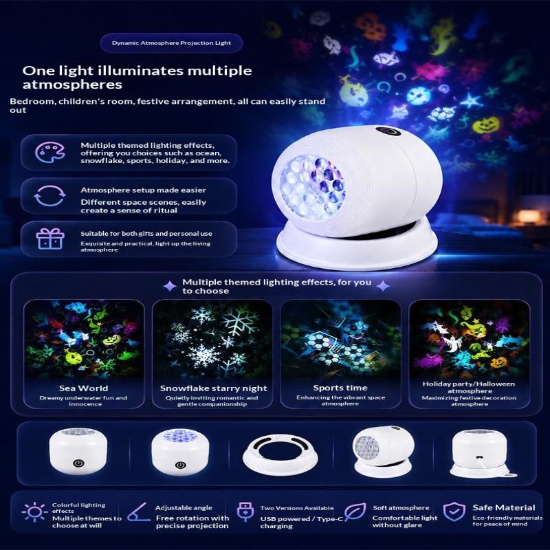 Led Starry Ocean Projection Light 360°Rotating Dynamic Night Light Usb Plug-In Creative Birthday Gift For Preferred Bedroom Lamp