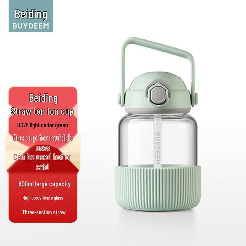 Beiding 800ML Glass Straw Water Bottle