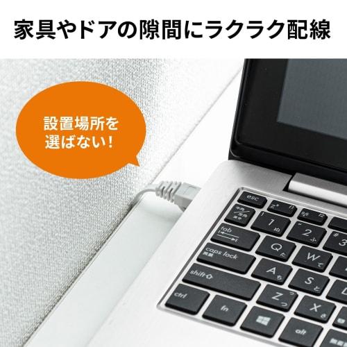 SANWA SUPPLY LAN Cable CAT7 Ultra Flat (3m) 10Gbps/600MHz Gigabit Ethernet Cable Anti-Claw RJ45 Connector White KB-FLU7-03W