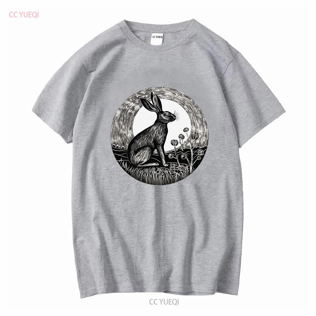 Full Moon Rabbit T Shirt Lover Bunny Desert Hare Mom Dad Long Or Short Sleeves Vintage Washed Fashion Streetwear