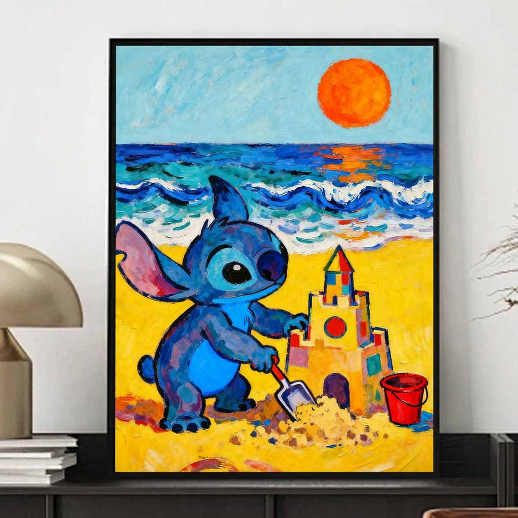 Disney Diamond Painting Kit 5D Stitch Beach Fun DIY Cross Stitch Gift Home Decor Relaxing Hobby Creative Art Project for Adults Teens