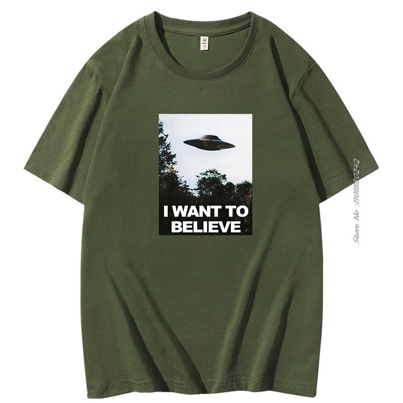 X The Files I Want To Believe Graphic T Shirts Novelty Cotton Short Sleeve Tshirt Aliens Ufo Area 51 Tshirt Cool Funny T Shirts