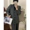 Retro Lazy Wind V-Neck Knitted Cardigan for Women's Autumn and Winter New Loose Versatile Single-breasted Sweater Jacket for Women