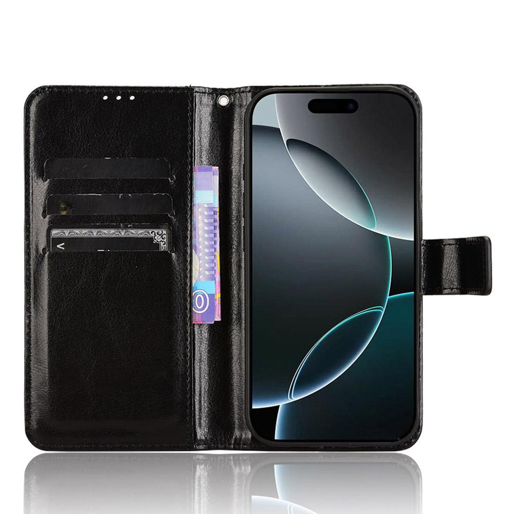 For iPhone 16 Pro Max Case Crazy Horse Texture PU Leather Phone Wallet Cover