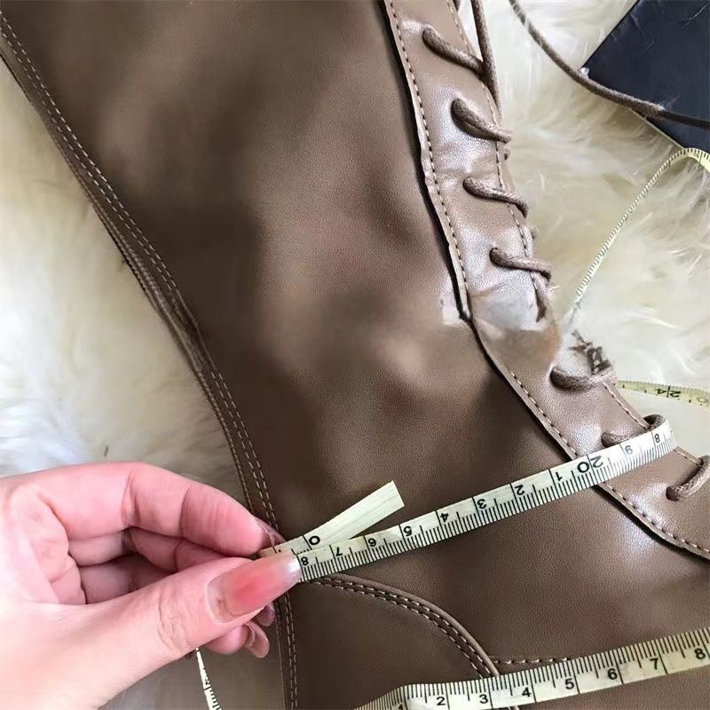 Boots Women's Knight Boots 2025 Autumn and Winter New White Platform Boots Thick Legs Lace-Up Tall Martin Boots