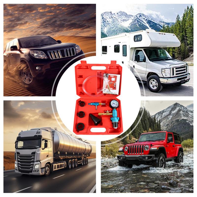 Vacuum Coolant Fill Kit Radiator Coolant Replacement Tool Cooling System Purge Kit 7pcs Automobile Repairing Tool Supplies For