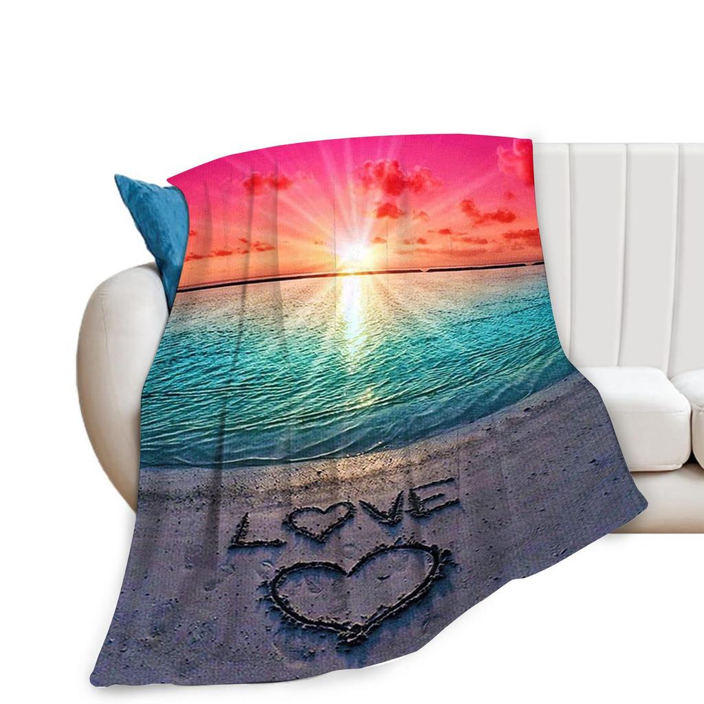 Fishshaped letter pattern digitalprinted polyester Bedroom velvet flannel soft sofa cover blanket Fleece blankets for beds