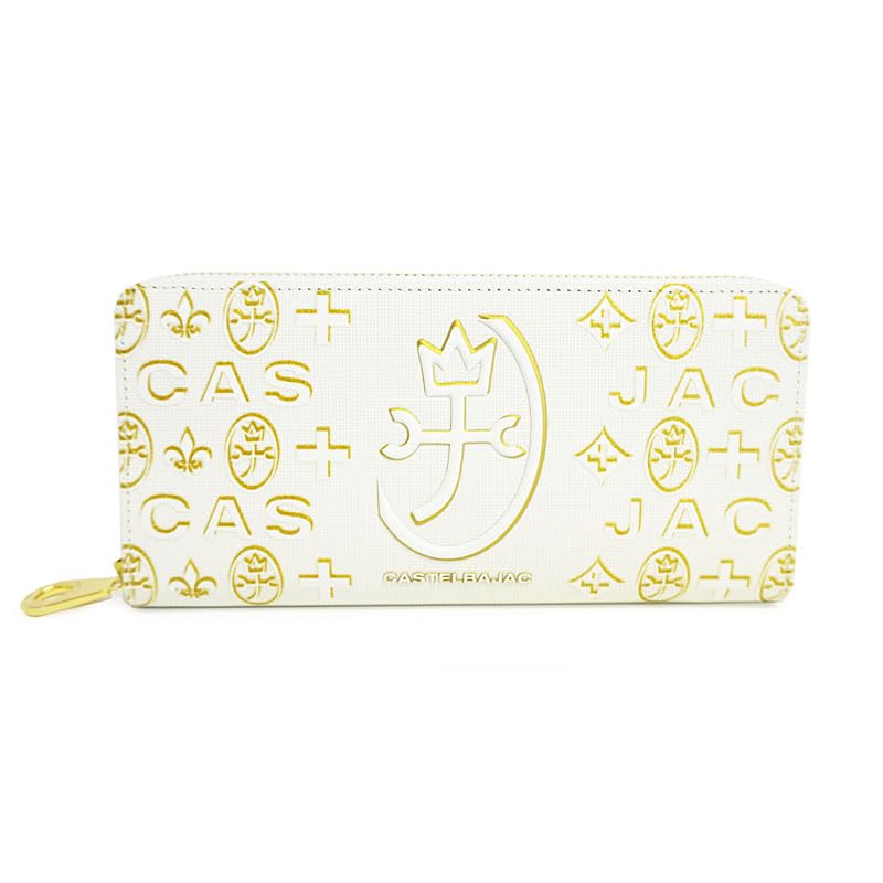 Castelbajac Round Zipper Long Wallet, Cite, 089653 (White)