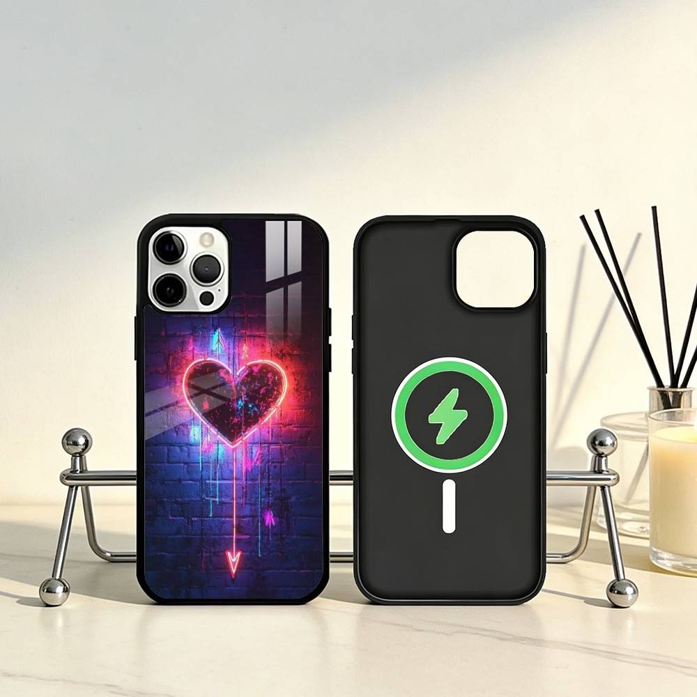 

Neon Light Phone Case For iPhone17,16,15,14,13,12,11 Plus,Pro Max Magnetic For Magsafe Wireless Charging iPhone12