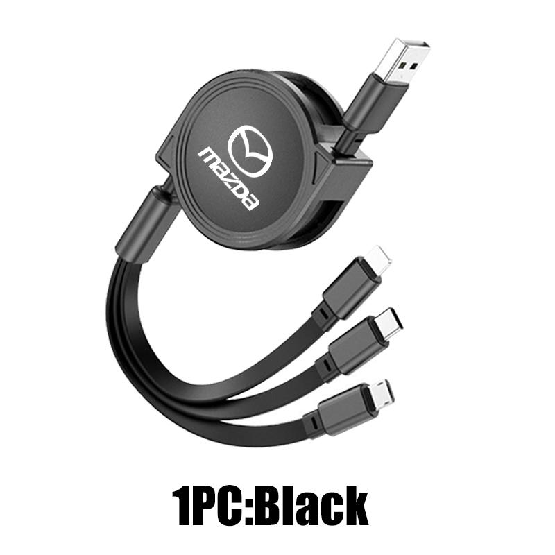 3 In 1 Phone Data Cable Multi Port Multiple Charging Wire Accessory For Mazda CX9 MX5 RX8 Axela Demio Atenza MS GJI GH BK MP