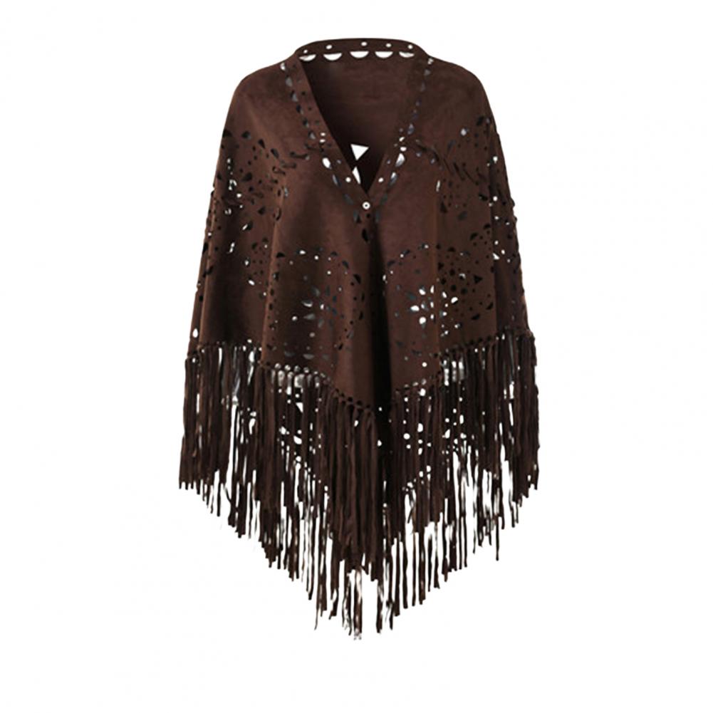 Women Shawl Warm Fabric Solid Color Versatile Hollow Tassels Hem Winter Scarf Comfortable Shawl Wrap