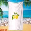 Pink White Thin Striped Watercolor Lemon Seashell Print Quick Dry Beach Towel Soft Lightweight Pool Towel For Summer Travel