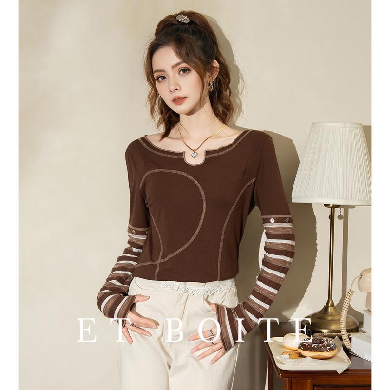 Women s Striped Sleeve Slim Fit Long Sleeve T-Shirt L
