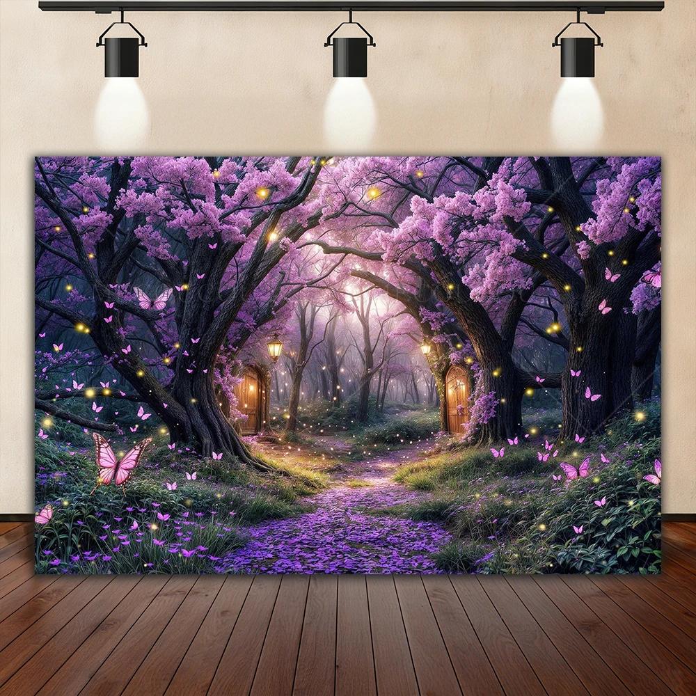 Dreamy Fairy Tale Forest Background, Natural Jungle Forest Wonderland Magic House, Children Birthday Party Photography Backdrop