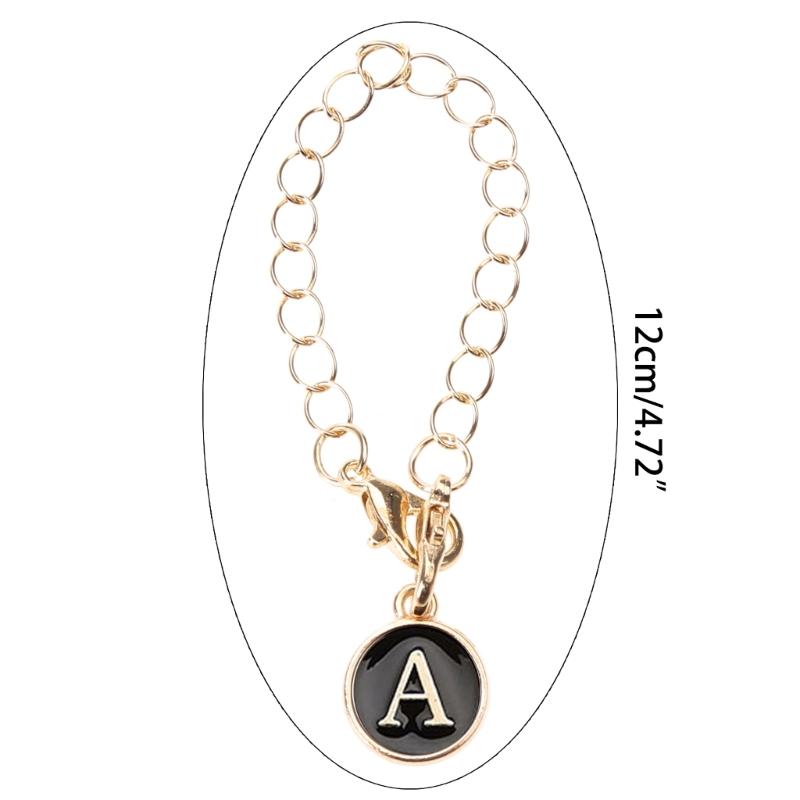 Name Letter Handle Charm Personalized Long Chain Round Pendant with Lobster Clasp Handle Chain for Cup Accessory