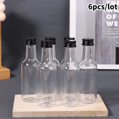 6 ks 50 ml Mini čiré lahve na víno pro domácí mazlíčky, které lze plnit, Malé lahve na párty a svatební likéry se šroubovacím víčkem odolným proti úniku