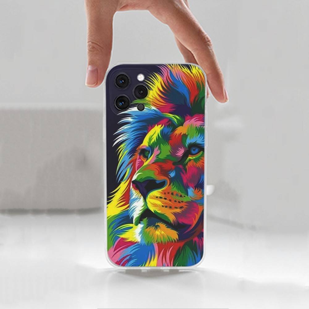 Colorful Animals For iPhone 12,Mini,16,X,13,XR,15,Pro,17,Plus,11,Max,14,SE,XS,Transparent Soft Cover Case