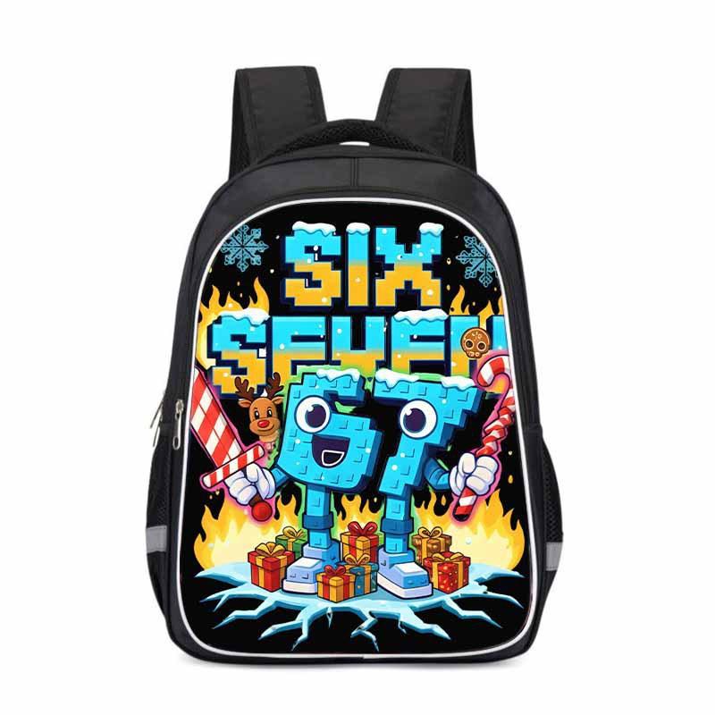 Kids Cartoon Print Backpack School - Lightweight Ergonomic Design With Reflective Stripes Oxford Fabric Grades 3-4
