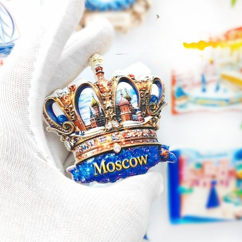 Moscow Crown & Storybook Castle Fridge Magnet Stickers Russian Travel Souvenir Home Decor Unique Literary Gift