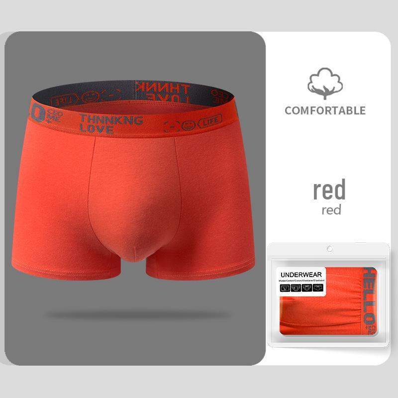 Pánské spodní prádlo ze 100% čisté bavlny se středně vysokým pasem s pasovkou HELLO a grafénovým klínem - Prodyšná jednobarevná varianta na podzim