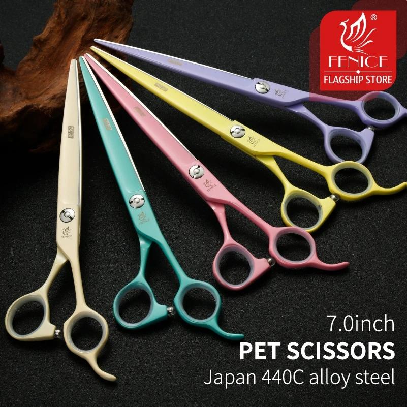 Fenice Professional 6.5/7 Ίντσες JP440C Μακαρόν Πολύχρωμο Ευθεία Κοπής Καμπυλωτό Αραιώματος Ψαλίδι 4 τεμ. Σετ Ψαλίδια Καλλωπισμού Κατοικίδιων