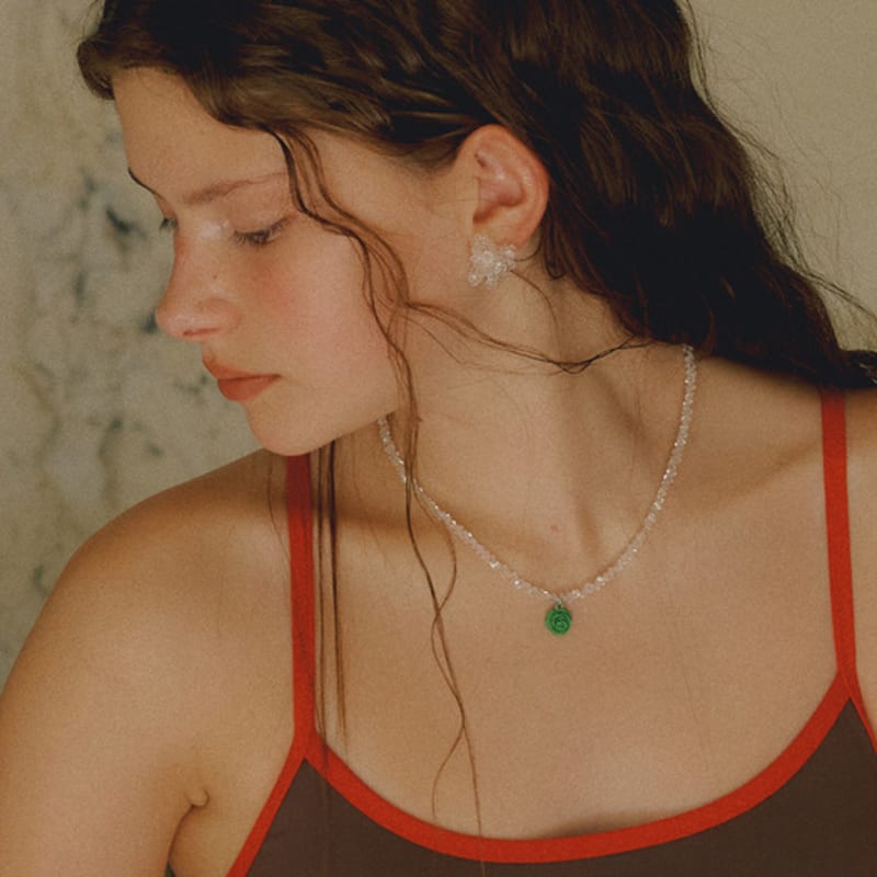 VINTAGE HOLLYWOOD Crystal Rose Necklace_VH2435NE001M