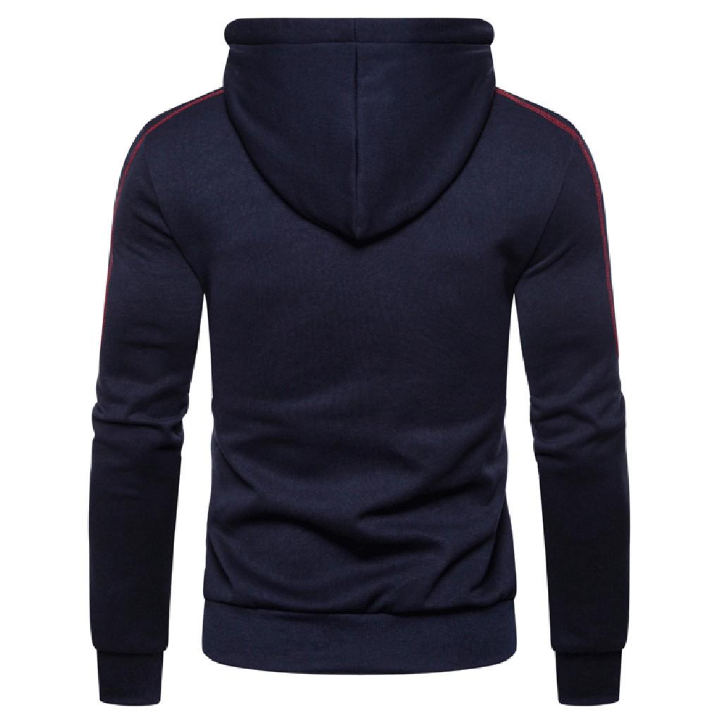 Men Autum Winter Long Sleeve Hooded Sweatshirt Zipper Outwear Tops Blouse