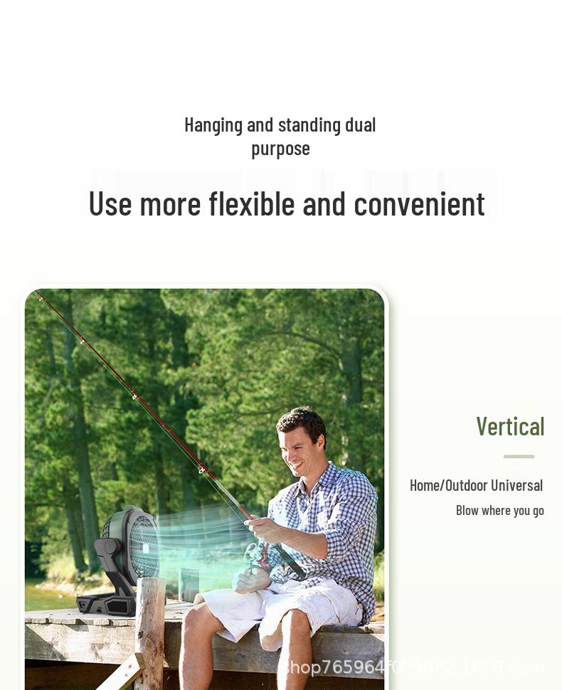 Dual-Use Cordless Lithium Battery Fan for Outdoor and Camping - Compatible with DeWalt, Makita, Milwaukee.