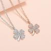 Four-leaf clover necklace, women's tide lucky grass, zircon pendant, collarbone chain jewelry.