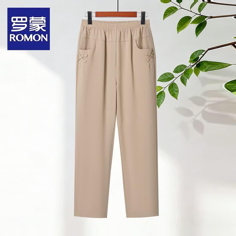 ROMON Mid-Aged Women s Summer Thin Cropped Pants 5XL