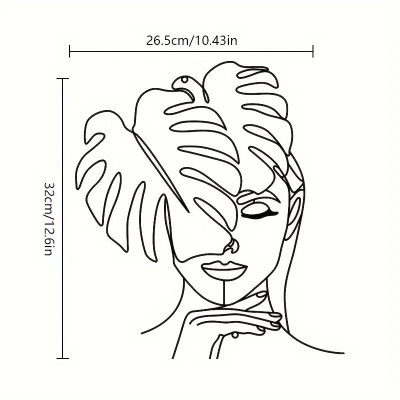 

Геометрическая линия лист красота минималистский металл настенное искусство для женщин. Очаровательное настенное украшение, идеально подходящее для декора женской комнаты светло-серый